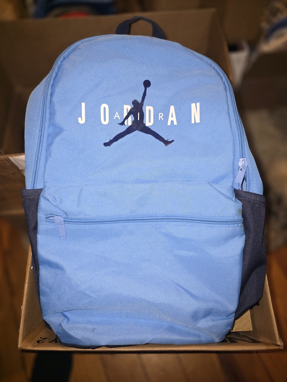 Jordan Light Blue and Navy Men's Backpack with Jumpman Logo